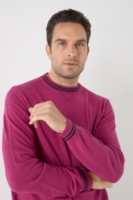 pull en maille jersey rose pour homme