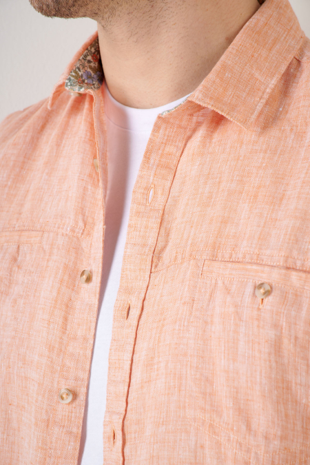 chemise manches courtes orange